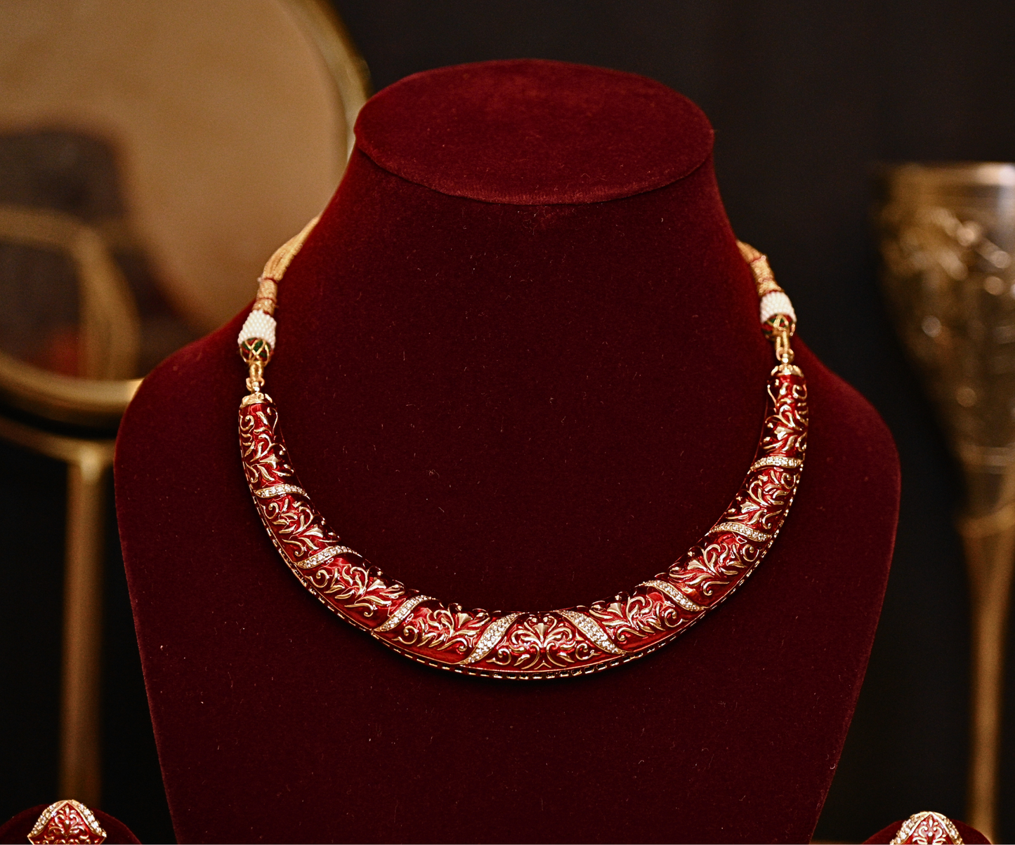 Rajputana Queen Sovereign Scarlet Red Hasli Gold-Plated Necklace Set