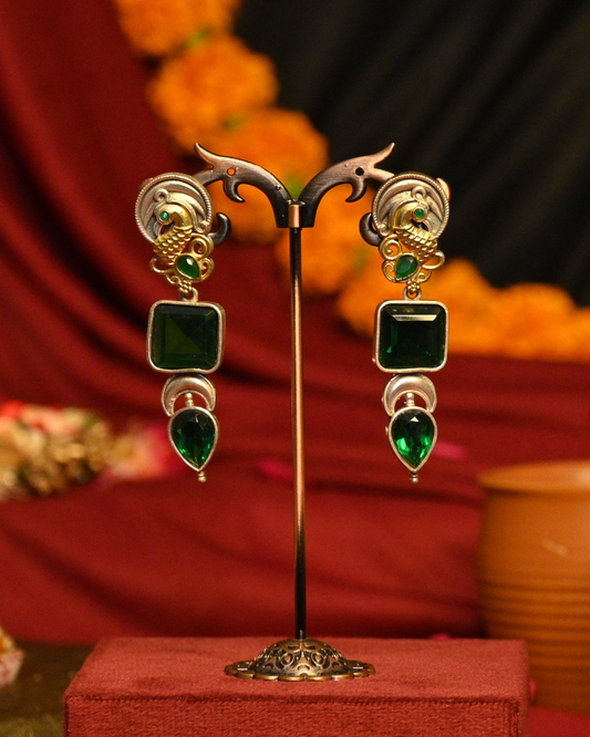 Morvika Bagh Oxidised Silver Earrings