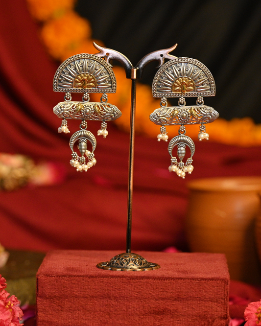 Chandra Vani Oxidised Silver Earrings