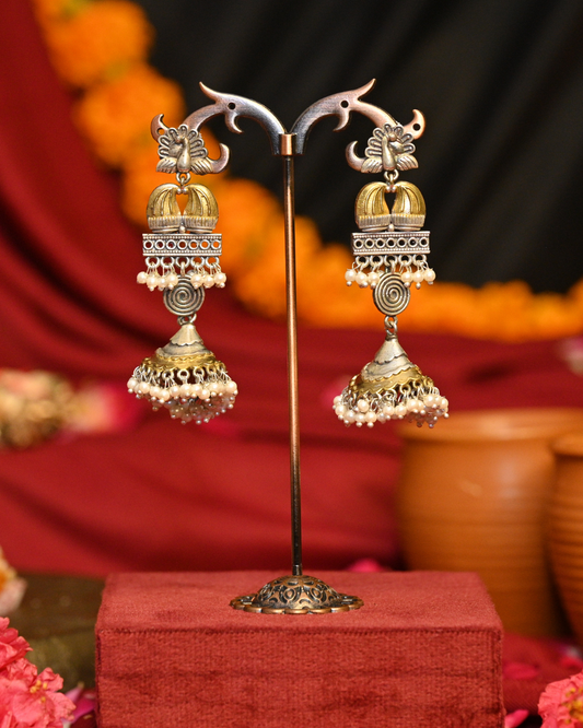 Rani Bagh Oxidised Silver Earrings